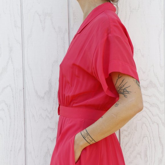 Vintage Raspberry Pink Silk Dress - Picture 7 of 15